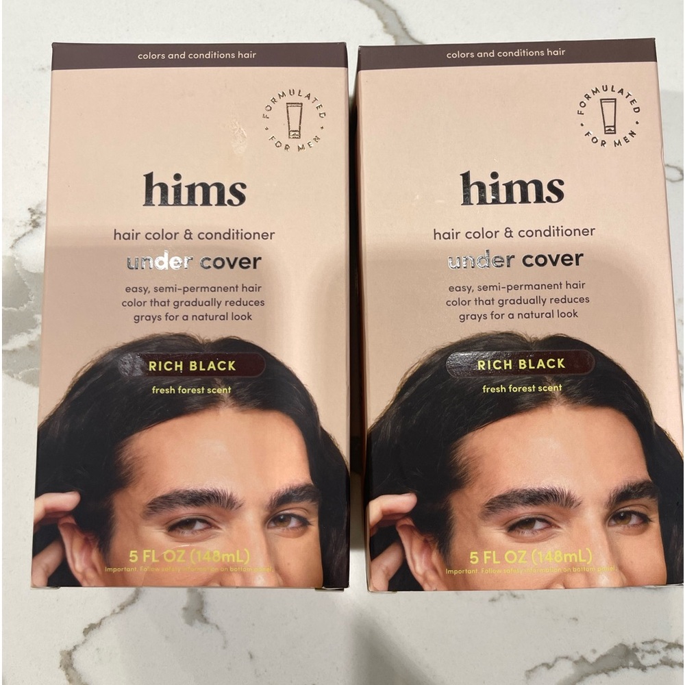 2 Hims Under Cover Hair Color & Conditioner for Men Semi Permanent Rich Black